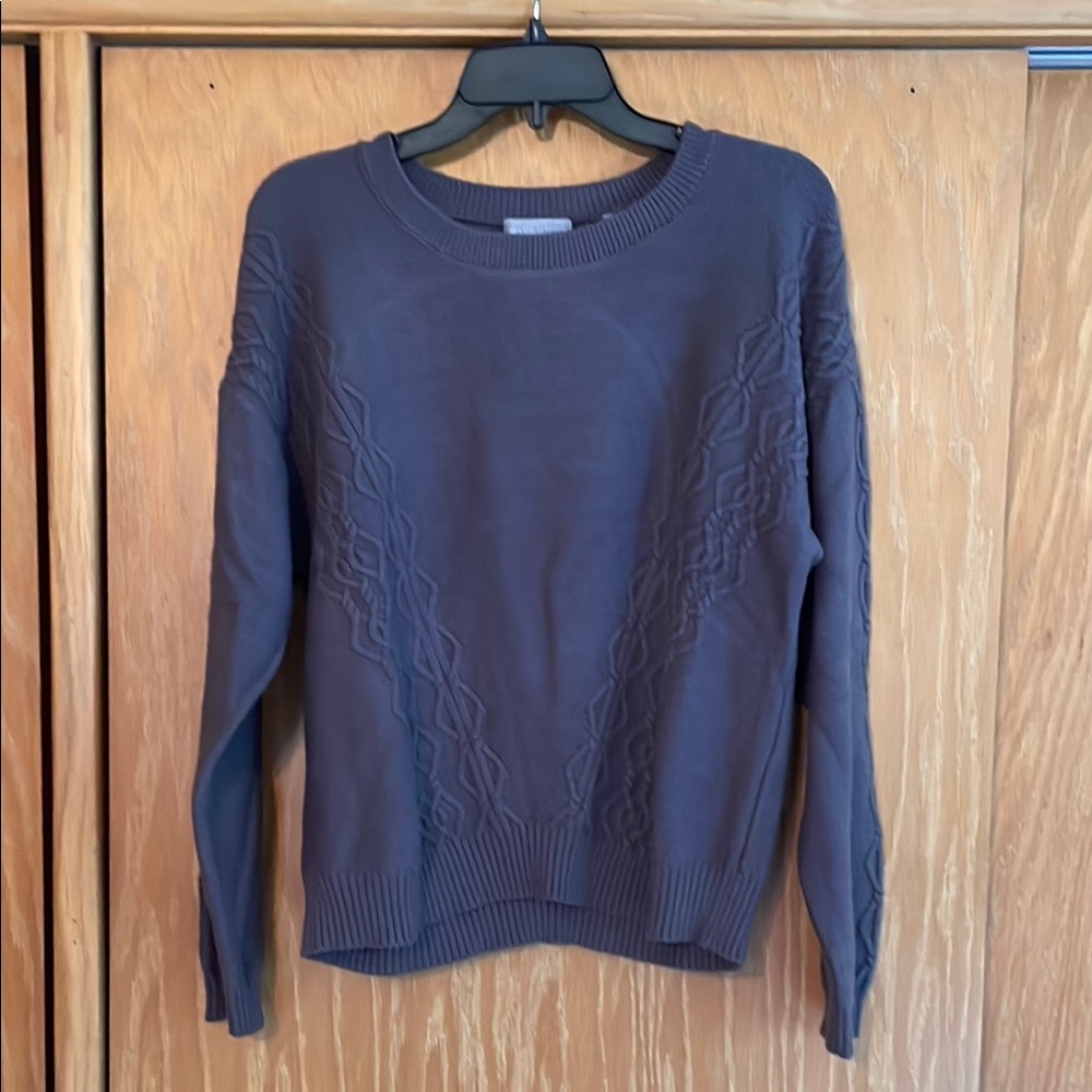 Revolution Gray/Green Crew Neck Sweater with Textured Knit